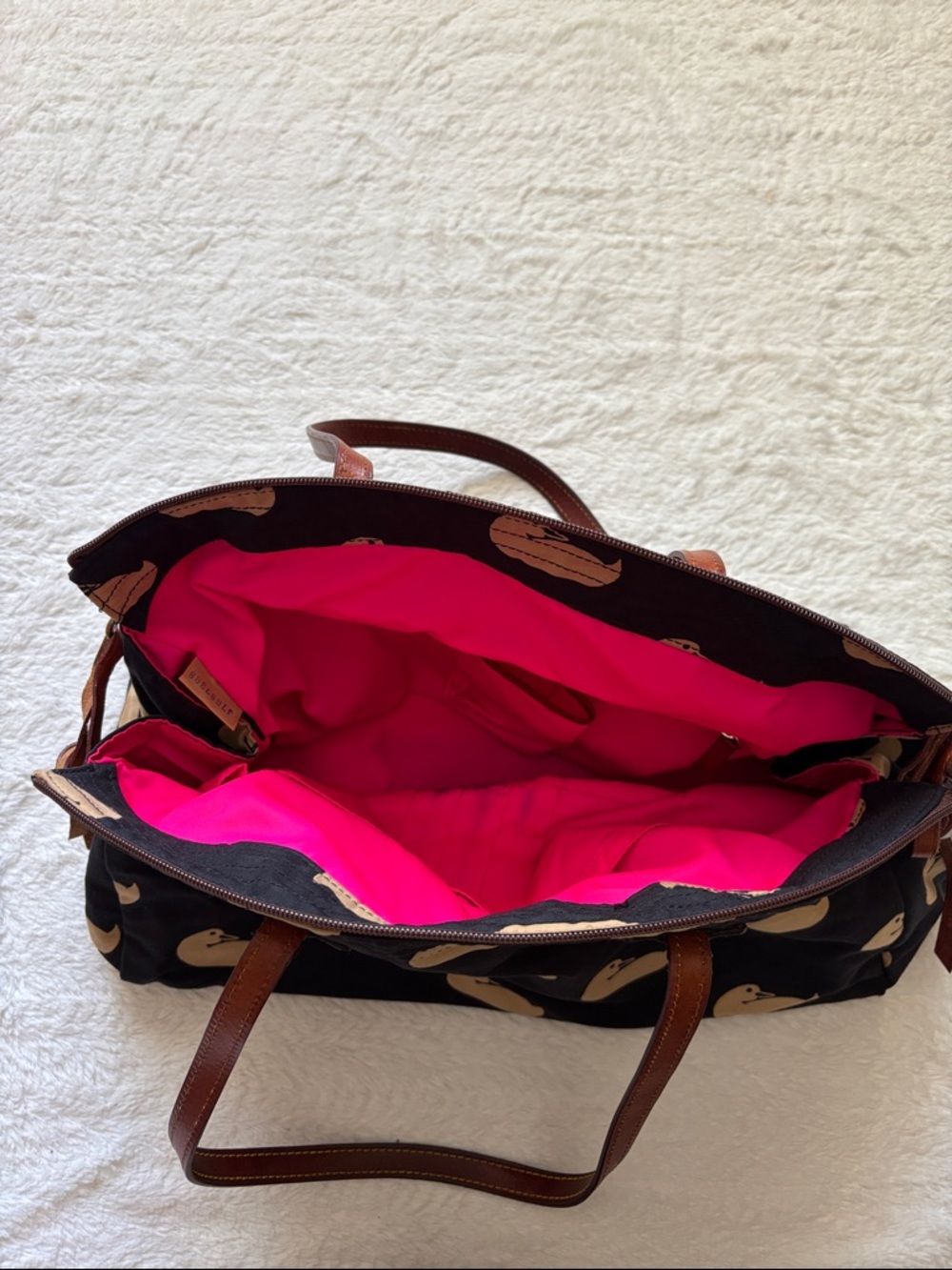 Dooney and Bourke Canvas Bag with Signature Duck Print and Leather Handles - Picture 13 of 13
